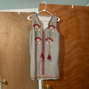 THML Stitched Pattern Dress, Front Tassel Strings, Size Small